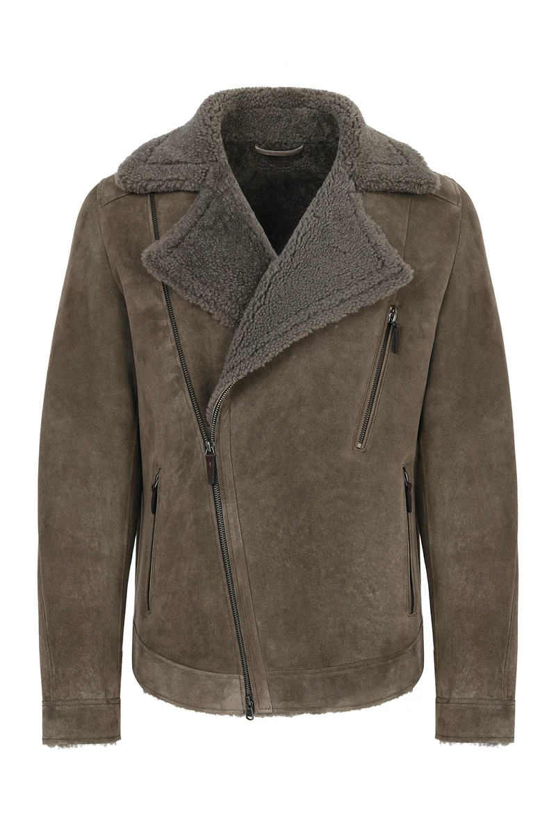 Graue Stone LammfellJacke