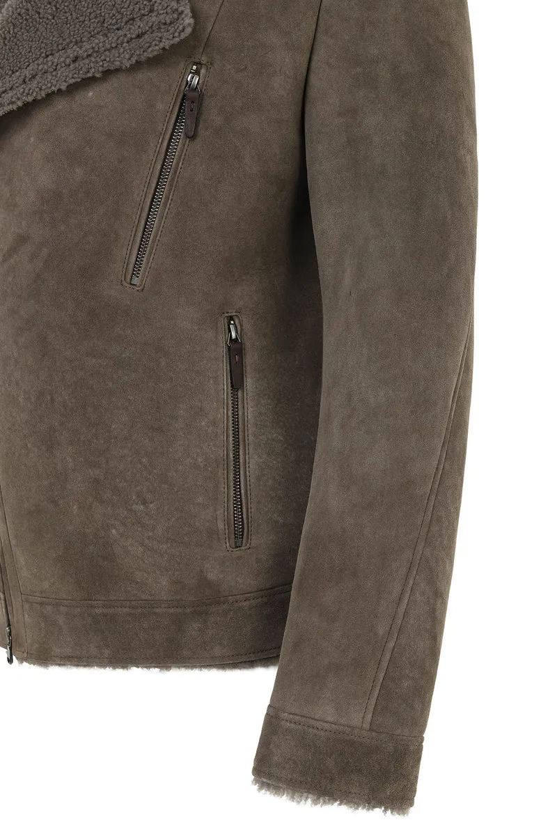 Graue Stone LammfellJacke