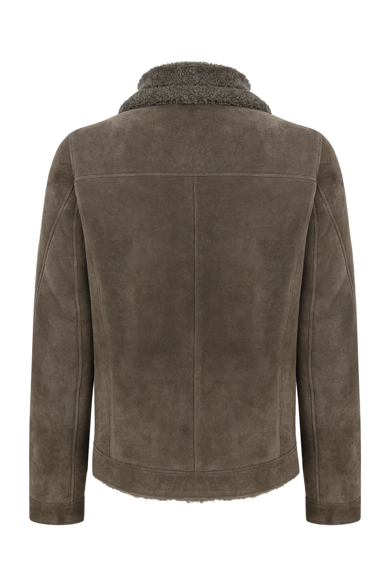 Graue Stone LammfellJacke