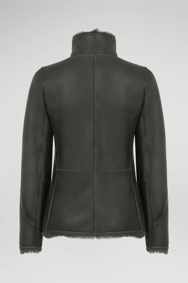 Grüne Lammfelljacke