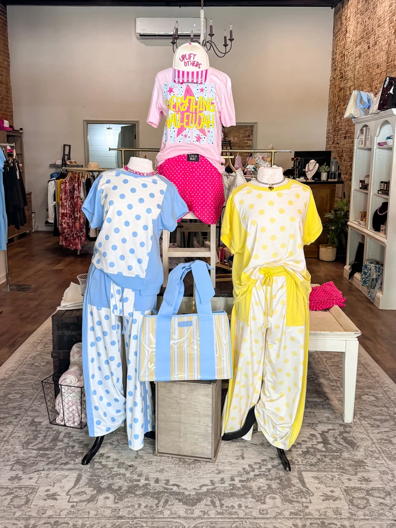Blue Polka Dot Pants Set