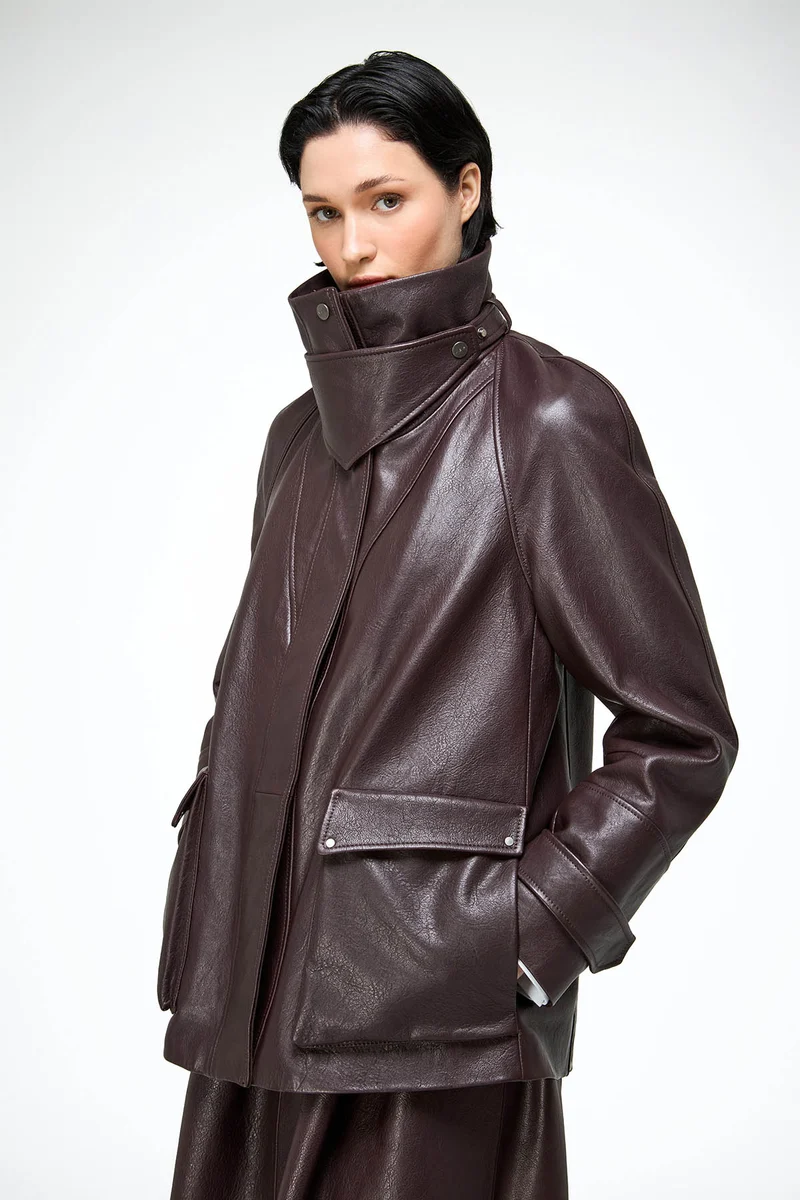 Naomi - Dunkle Bordeaux Ledermantel