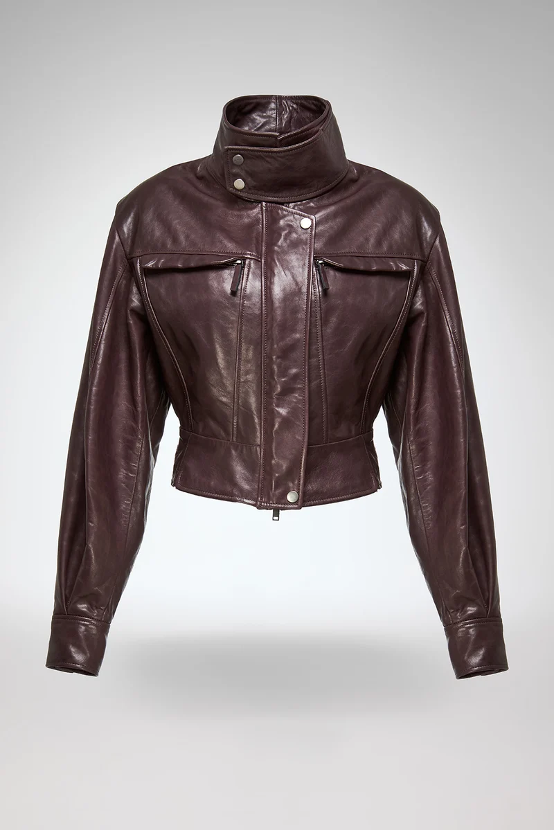 Gaia - Dunkle Bordeaux Lederjacke