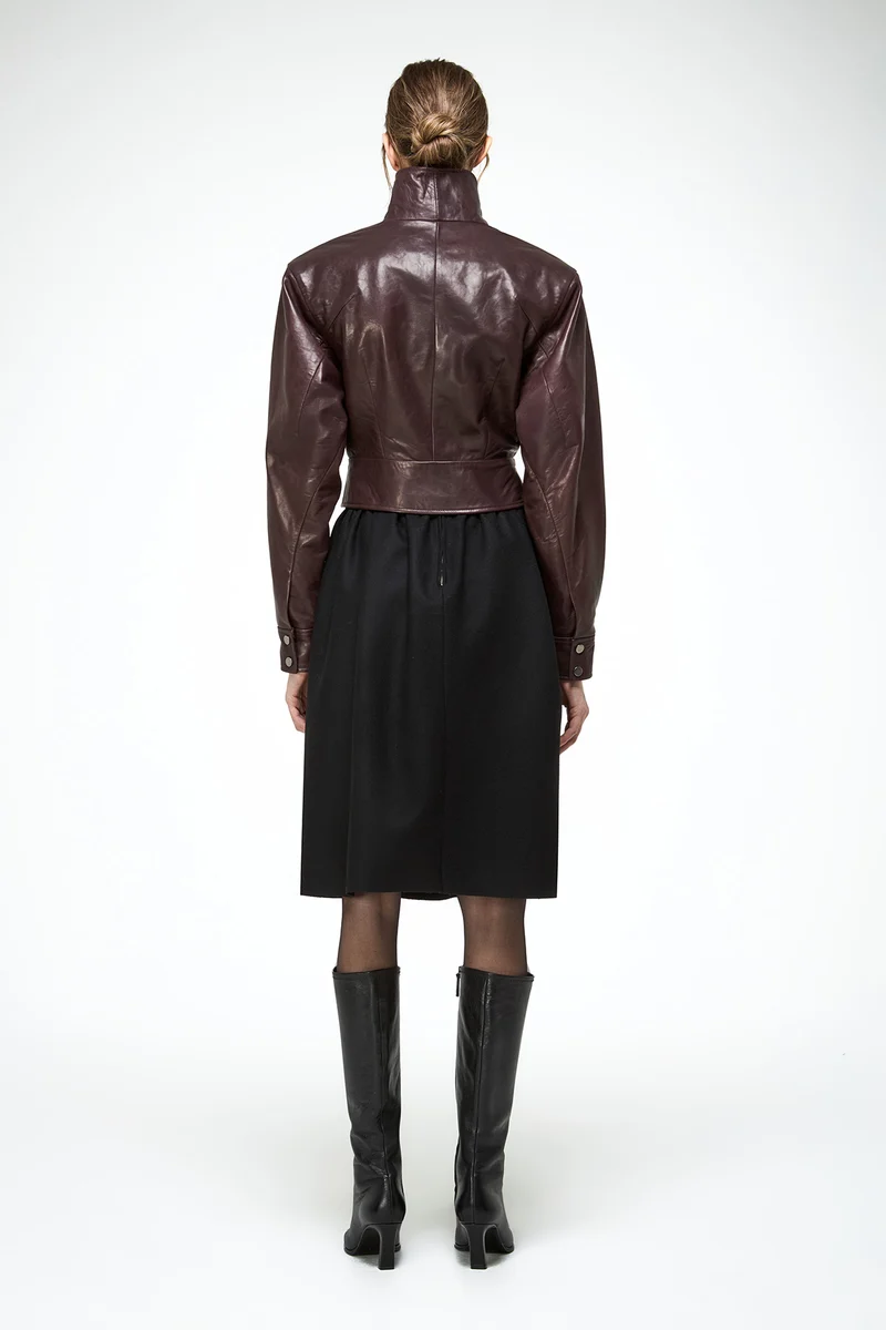 Gaia - Dunkle Bordeaux Lederjacke
