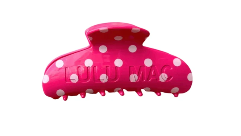 Lulu Mac Everyday Claw Clip Hot Pink/White Dot