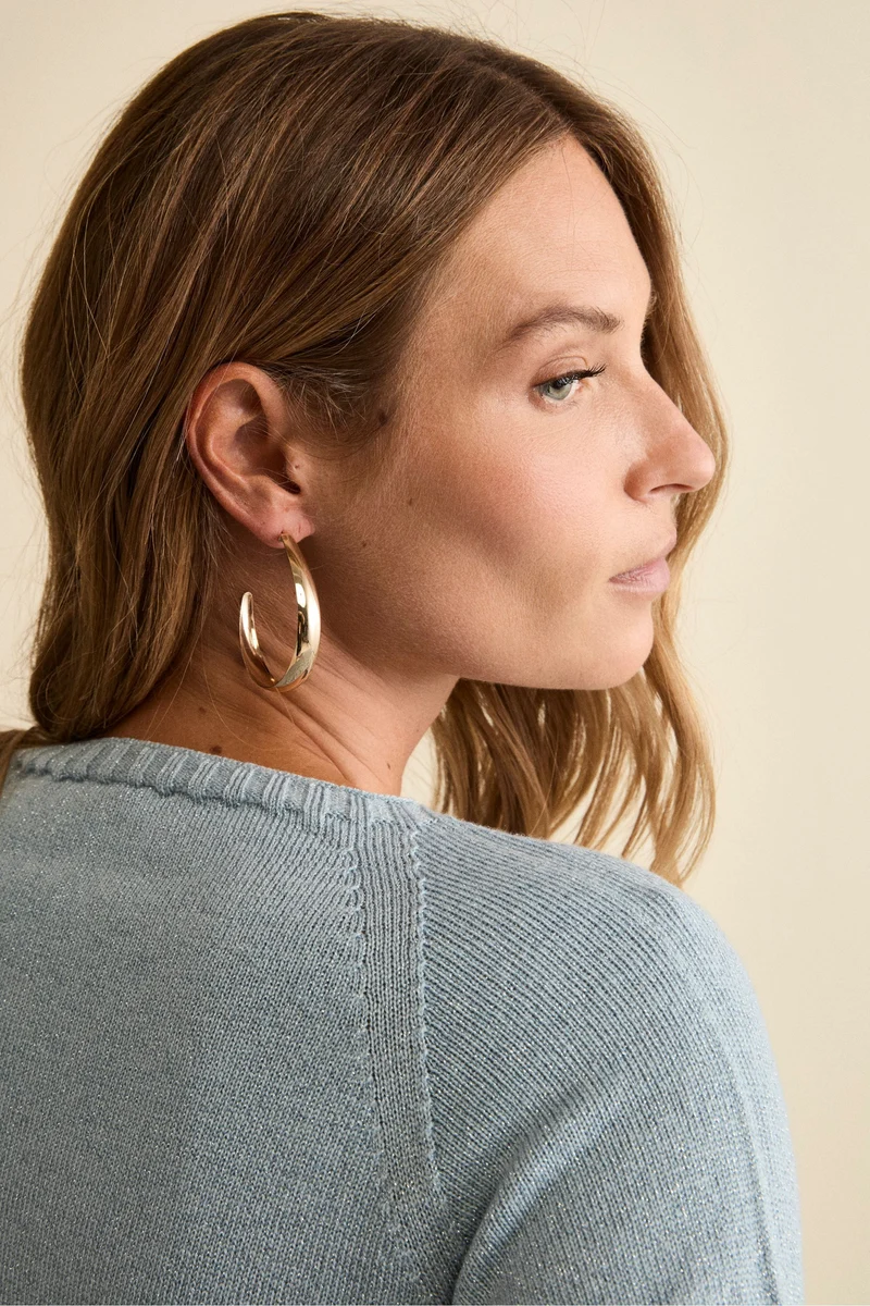 Maglia Lurex Girocollo in Lana Merino - AZZURRO