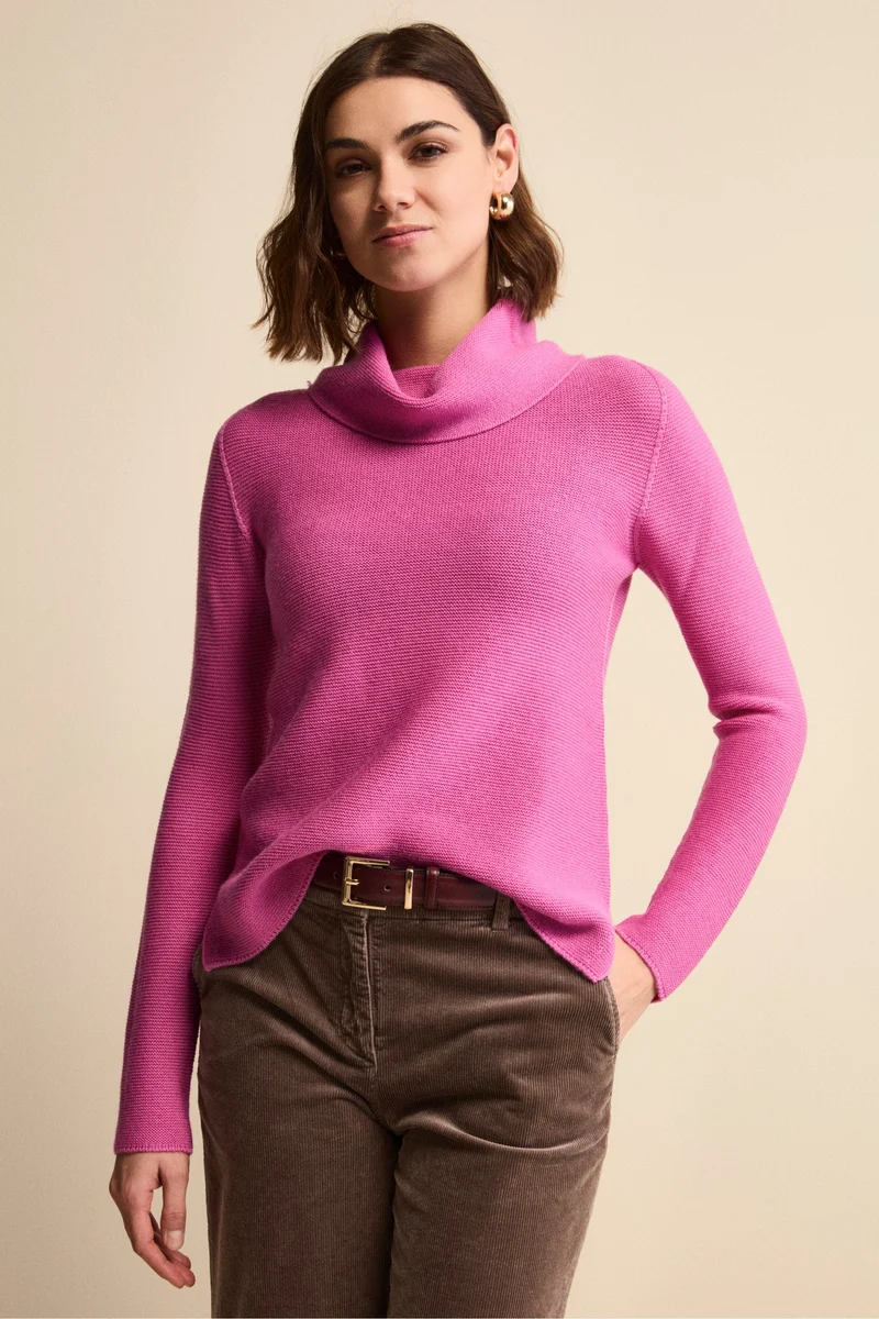 Maglia con Spacchi in Lana Merino - FUXIA