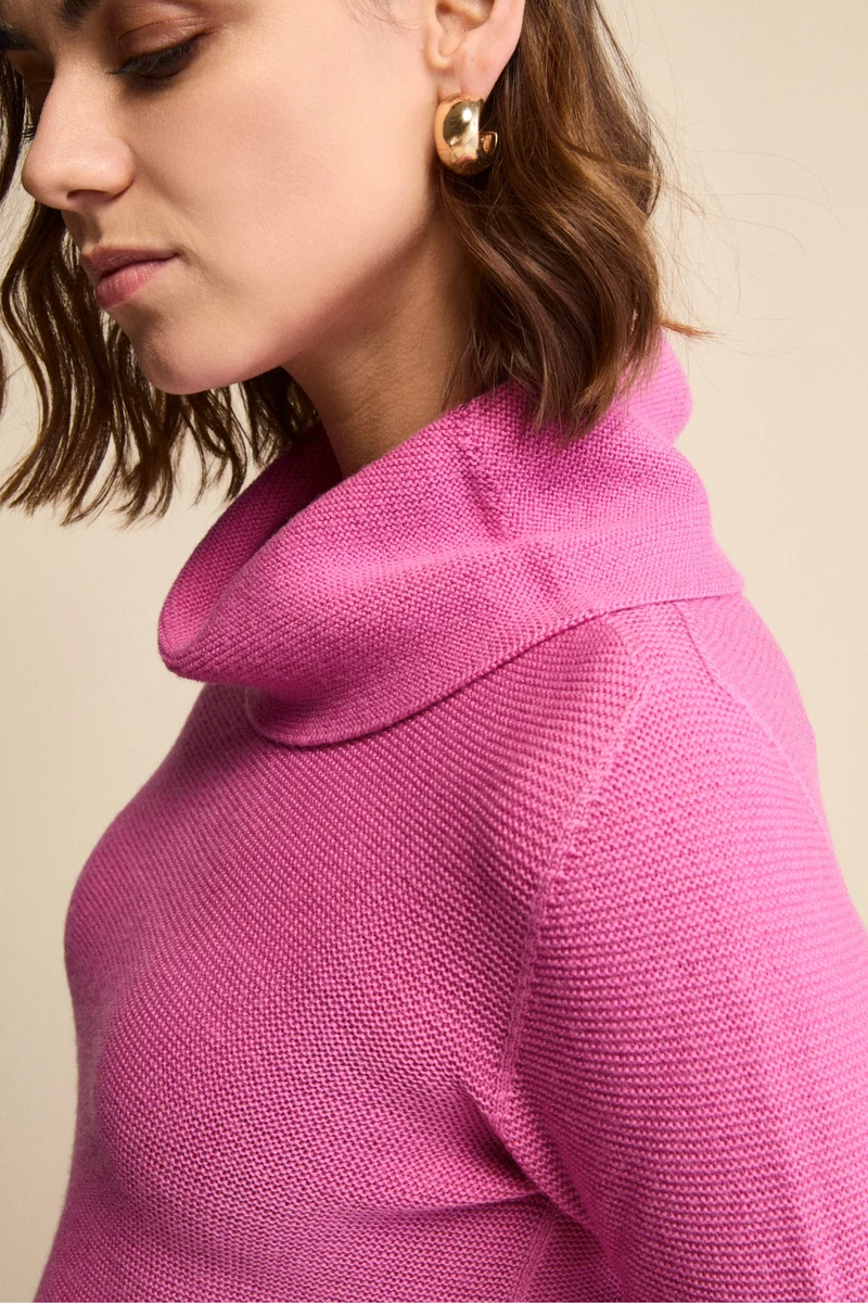 Maglia con Spacchi in Lana Merino - FUXIA