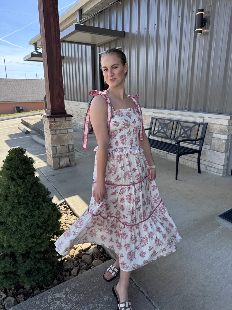 Tie Top Dress With Floral Print