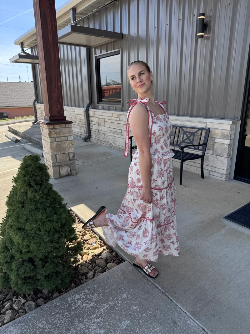 Tie Top Dress With Floral Print
