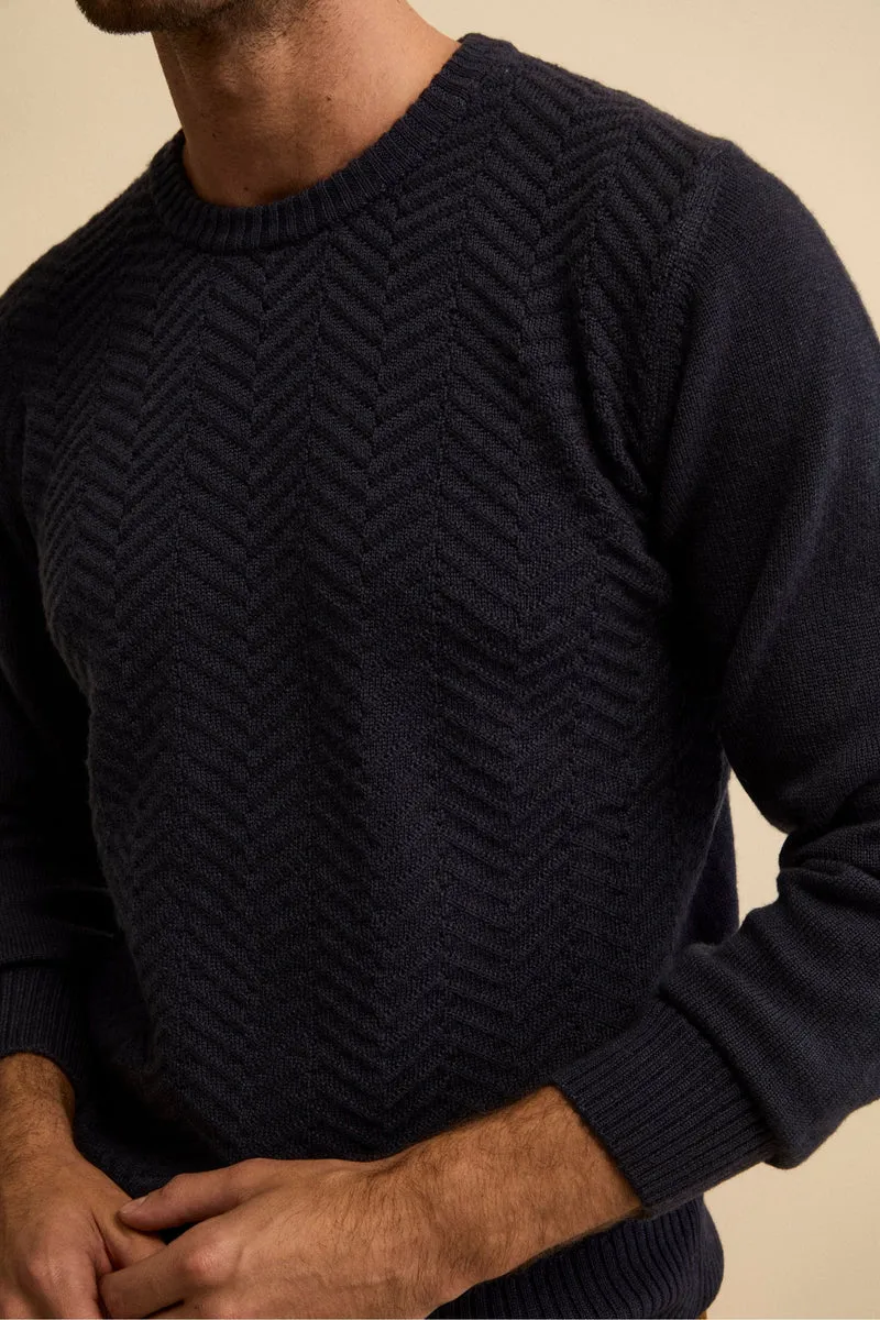 Girocollo Resca in Lana Merino - BLU MARINE