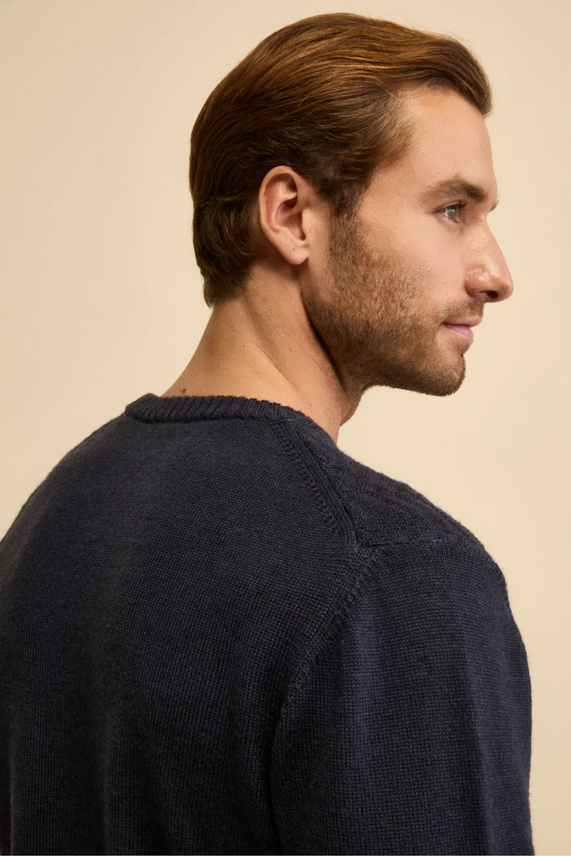 Girocollo Resca in Lana Merino - BLU MARINE