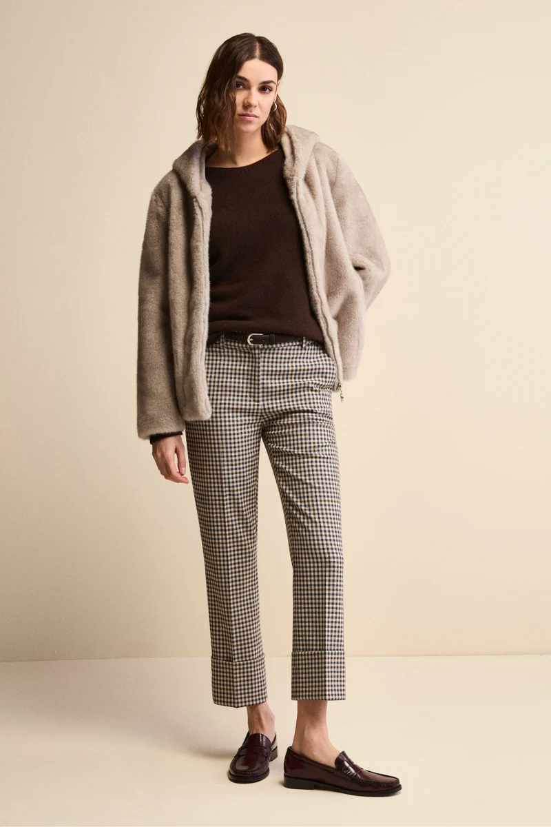 Pelliccia con Zip e Cappuccio - GRIGIO