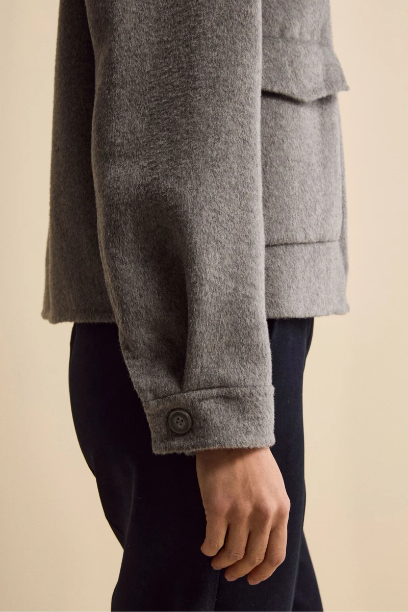 Bomber Sfoderato in Misto Lana - GRIGIO