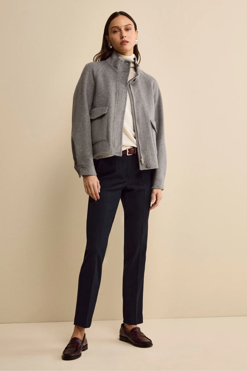 Bomber Sfoderato in Misto Lana - GRIGIO