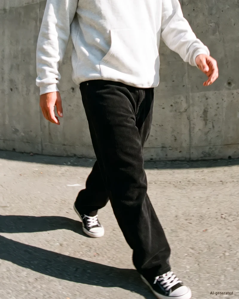 Billow Tapered Cordhose - Black