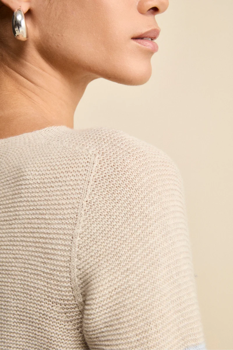 Girocollo Links a Righe in Lana e Cashmere - BLU/AZZURRO
