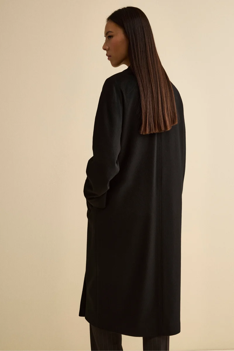 Cappotto Lungo Doppiopetto in Puro Cashmere - NERO