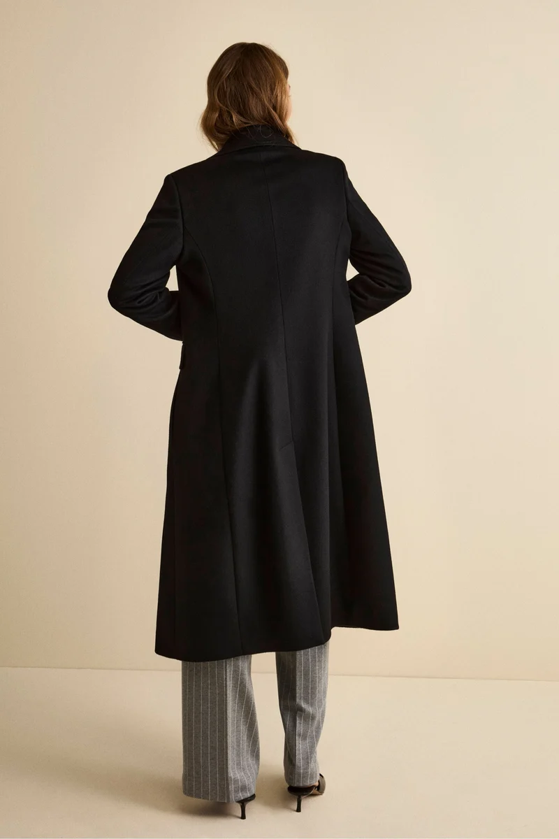 Cappotto Monopetto Lungo in Lana Vergine - NERO