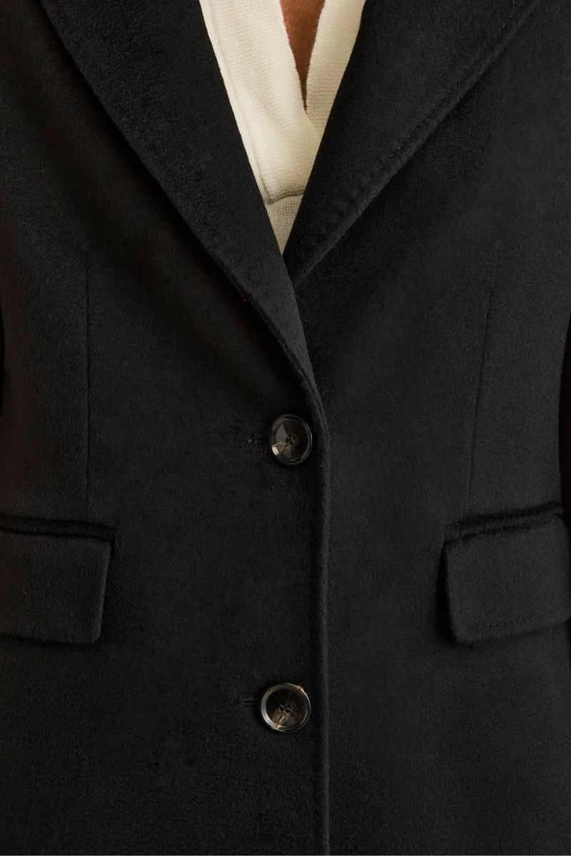 Cappotto Monopetto Lungo in Lana Vergine - NERO