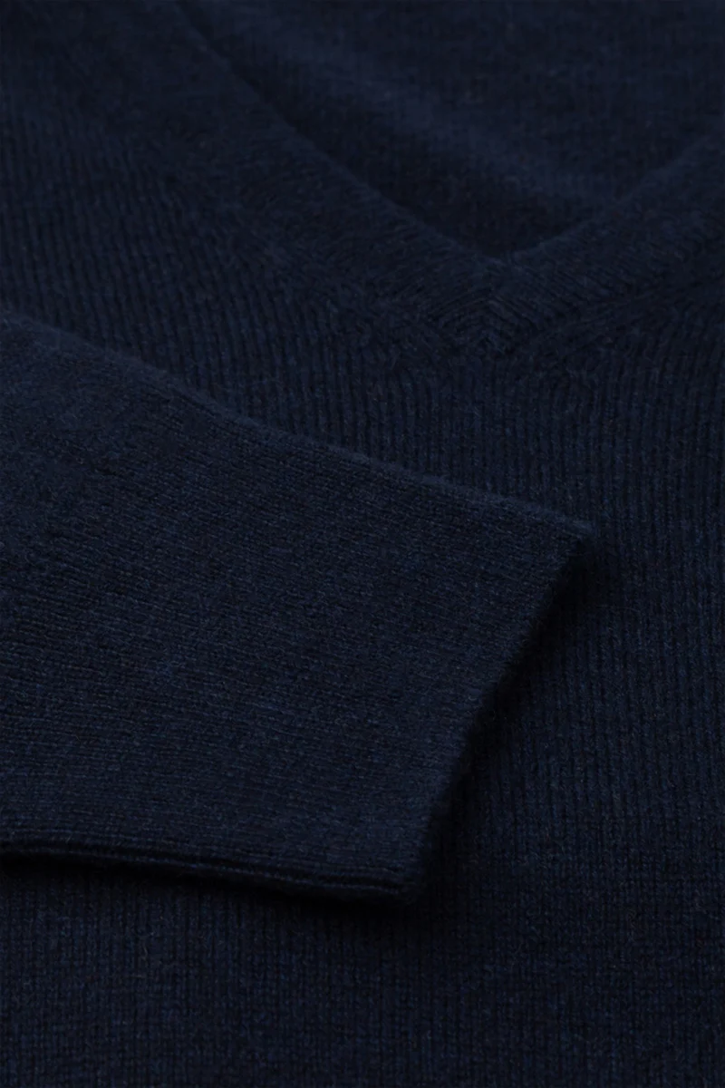 Maglia scollo V in cashmere - BLU