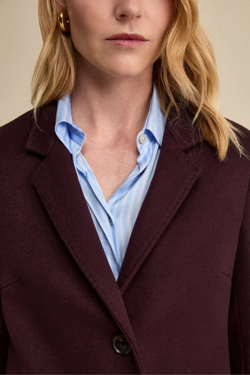 Cappotto Midi Sancrato in Misto Lana e Cashmere - PRUGNA