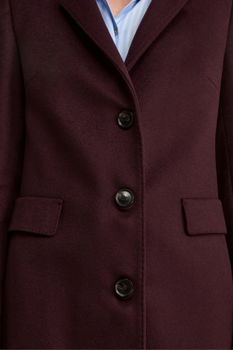 Cappotto Midi Sancrato in Misto Lana e Cashmere - PRUGNA