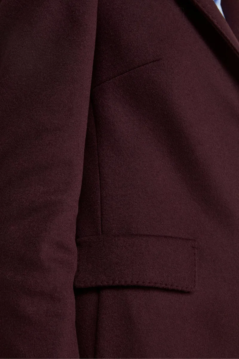 Cappotto Midi Sancrato in Misto Lana e Cashmere - PRUGNA