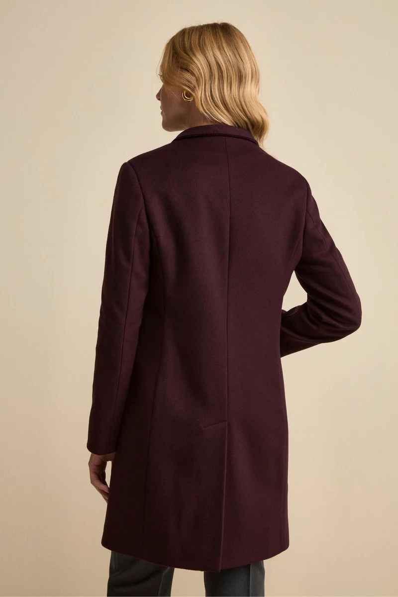 Cappotto Midi Sancrato in Misto Lana e Cashmere - PRUGNA