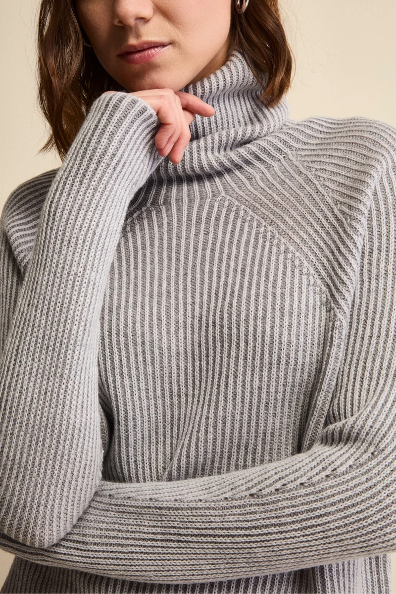 Dolcevita Raglan in Lana Merino a Coste Inglese - FANT. GRIGIO