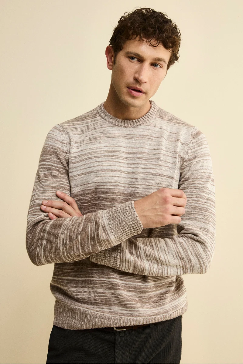 Maglia a Righe in Lana Merino - TORTORA