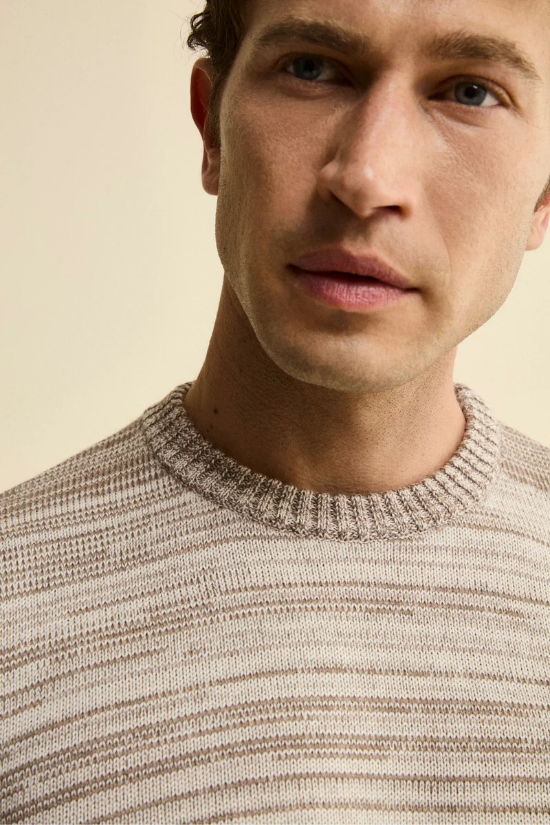 Maglia a Righe in Lana Merino - TORTORA