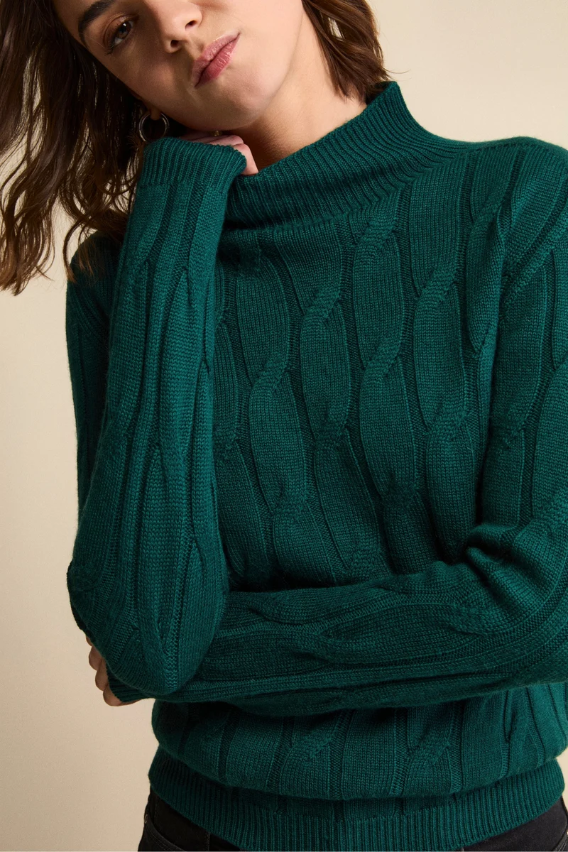 Lupetto a Trecce in Lana Merino - VERDE