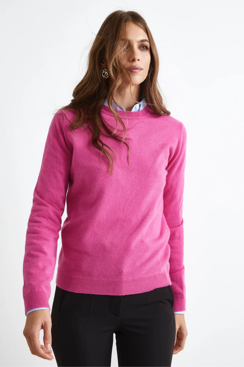 Maglioncino girocollo lana e cashmere - AZALEA