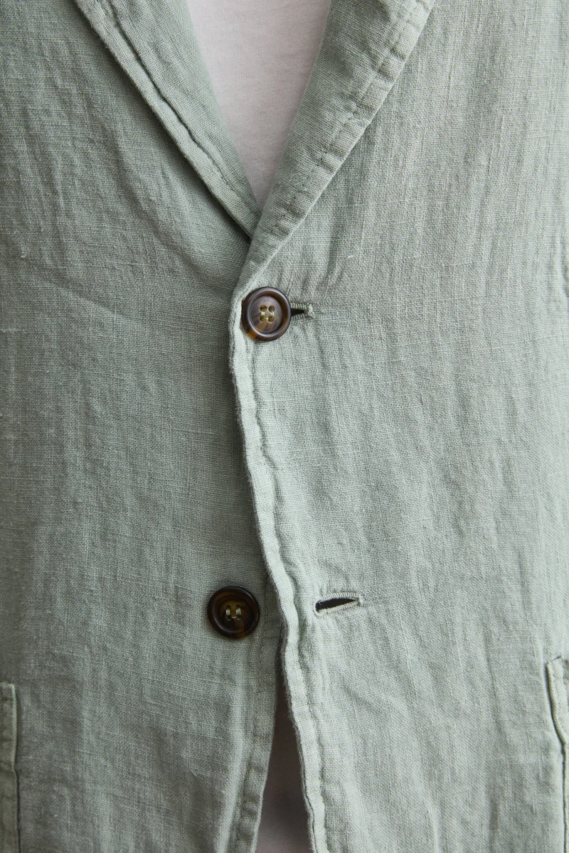 Giacca Regular Fit Sfoderata in Lino - VERDE