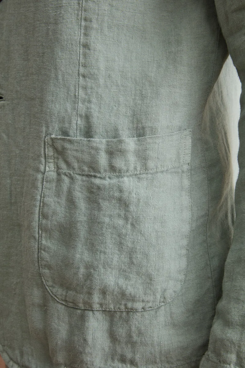 Giacca Regular Fit Sfoderata in Lino - VERDE