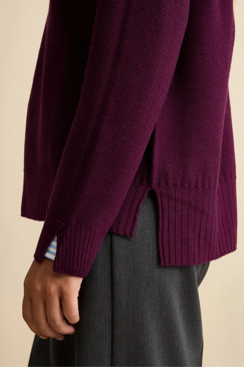 Maglia Over Scollo a V in Lana Merino - PRUGNA