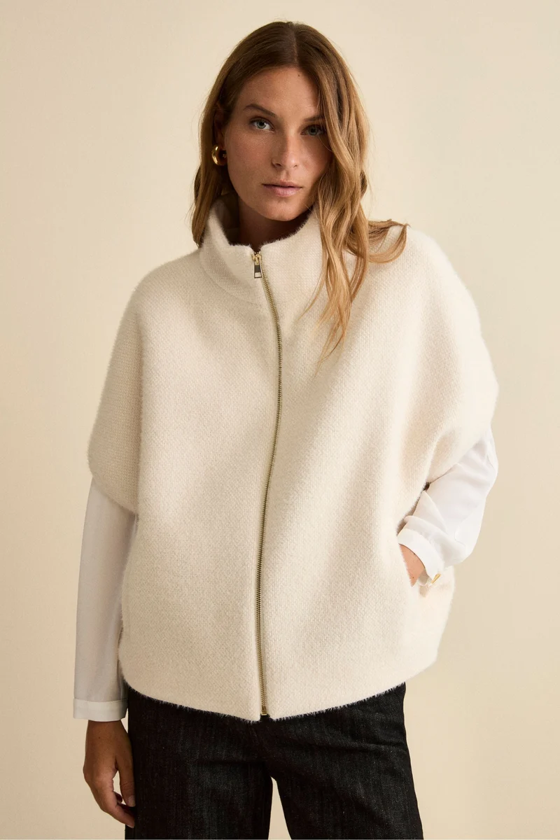 Cappa Foderata con Zip - PANNA