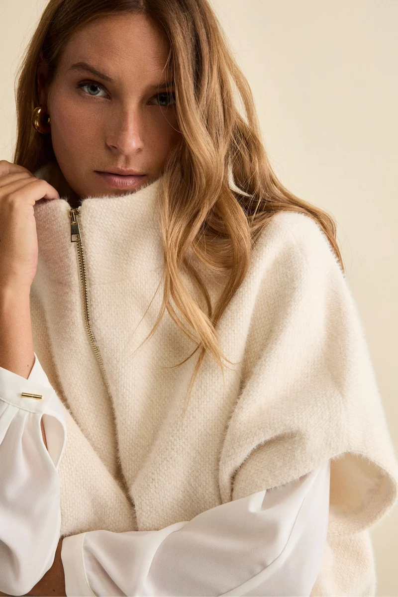 Cappa Foderata con Zip - PANNA