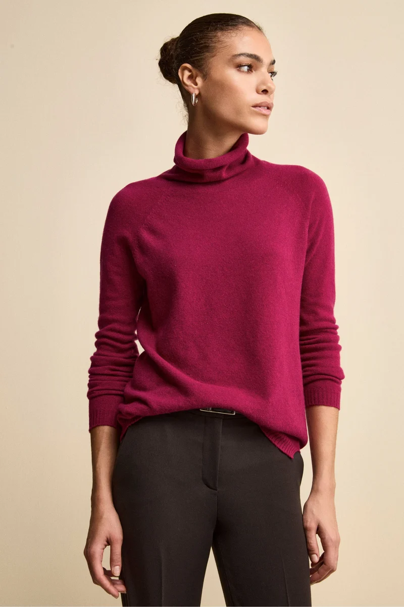 Maglia Collo Morbido lana cashmere - LAMPONE