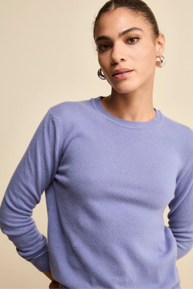 Maglioncino girocollo lana e cashmere - LAVANDA