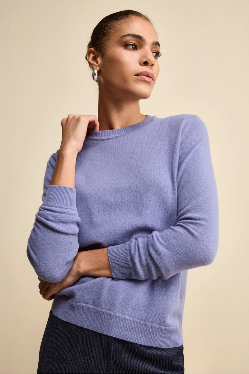 Maglioncino girocollo lana e cashmere - LAVANDA