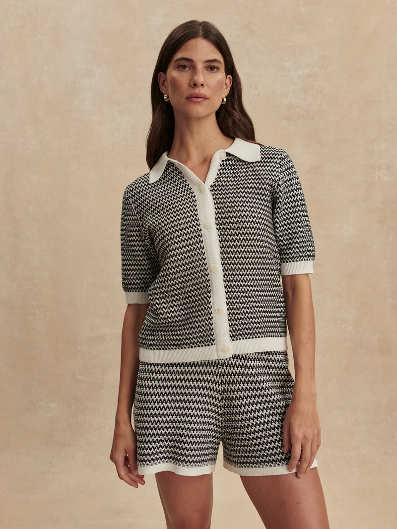 Gaelle Polo Knit Top