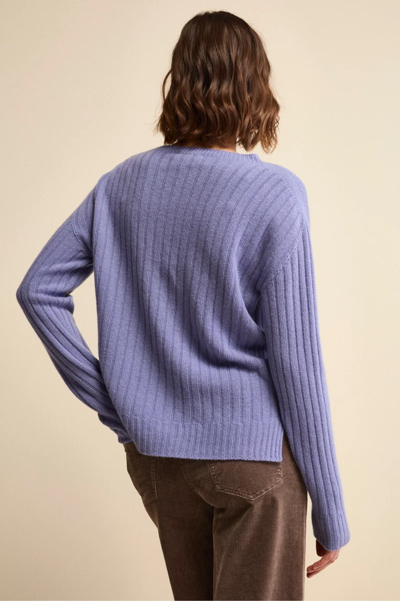 Maglia Barchetta Lavorata in Lana e Cashmere - LAVANDA