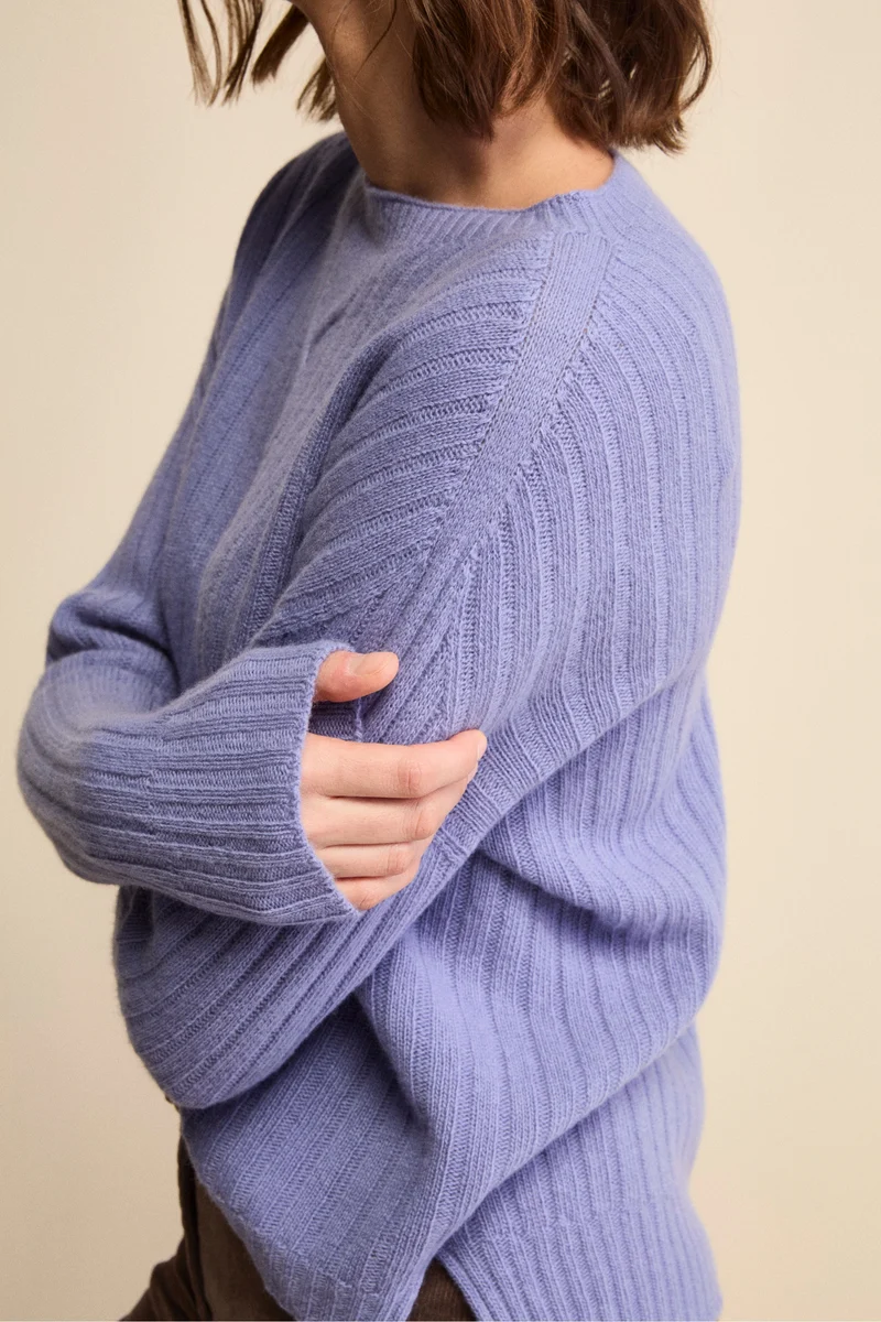 Maglia Barchetta Lavorata in Lana e Cashmere - LAVANDA