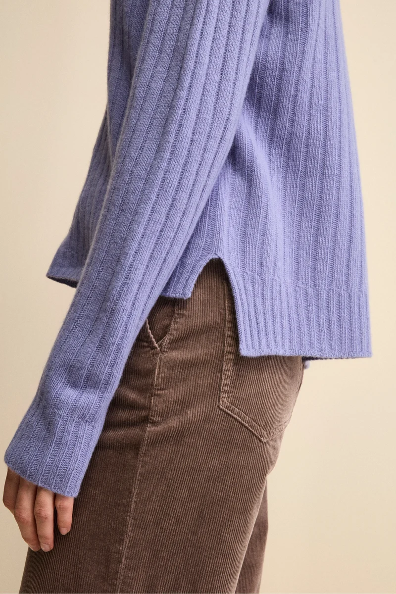 Maglia Barchetta Lavorata in Lana e Cashmere - LAVANDA