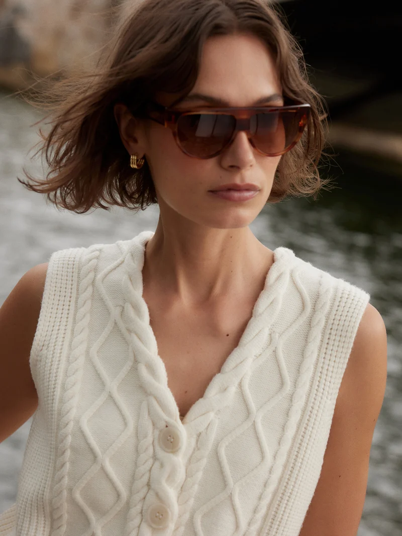 Tatyana Cable Knit Vest