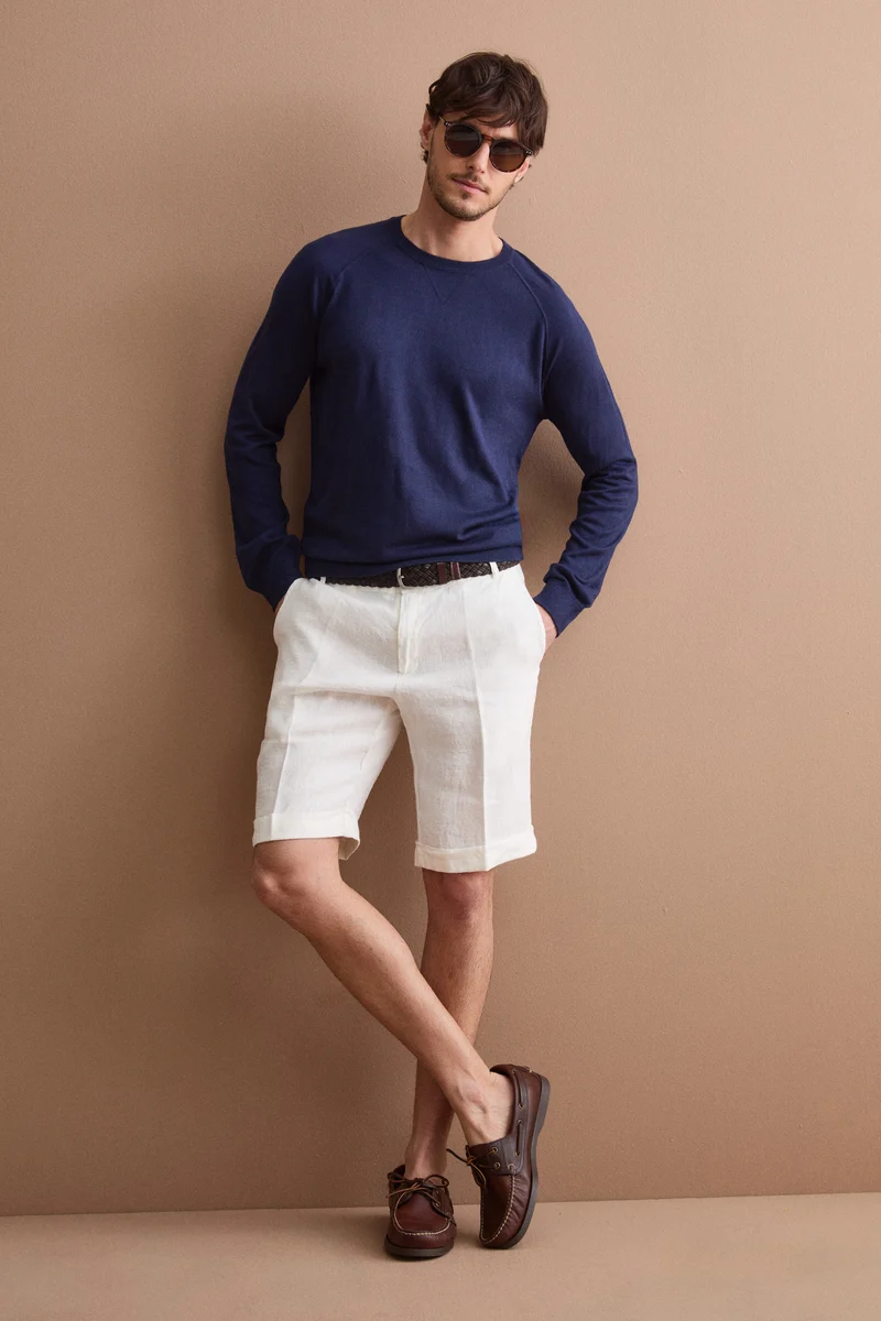 Girocollo Felpa in Seta e Cashmere - NAVY