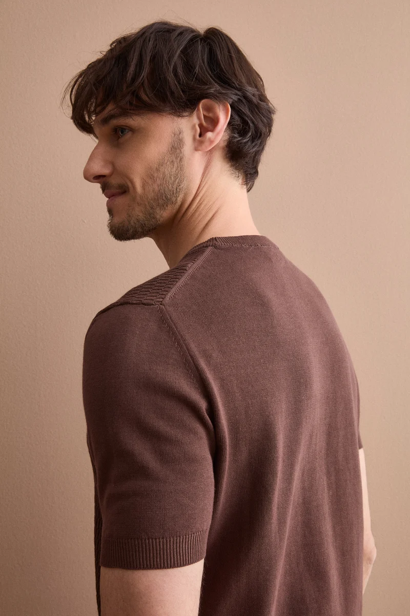 Maglia Casual in Cotone Crêpe - MARRONE
