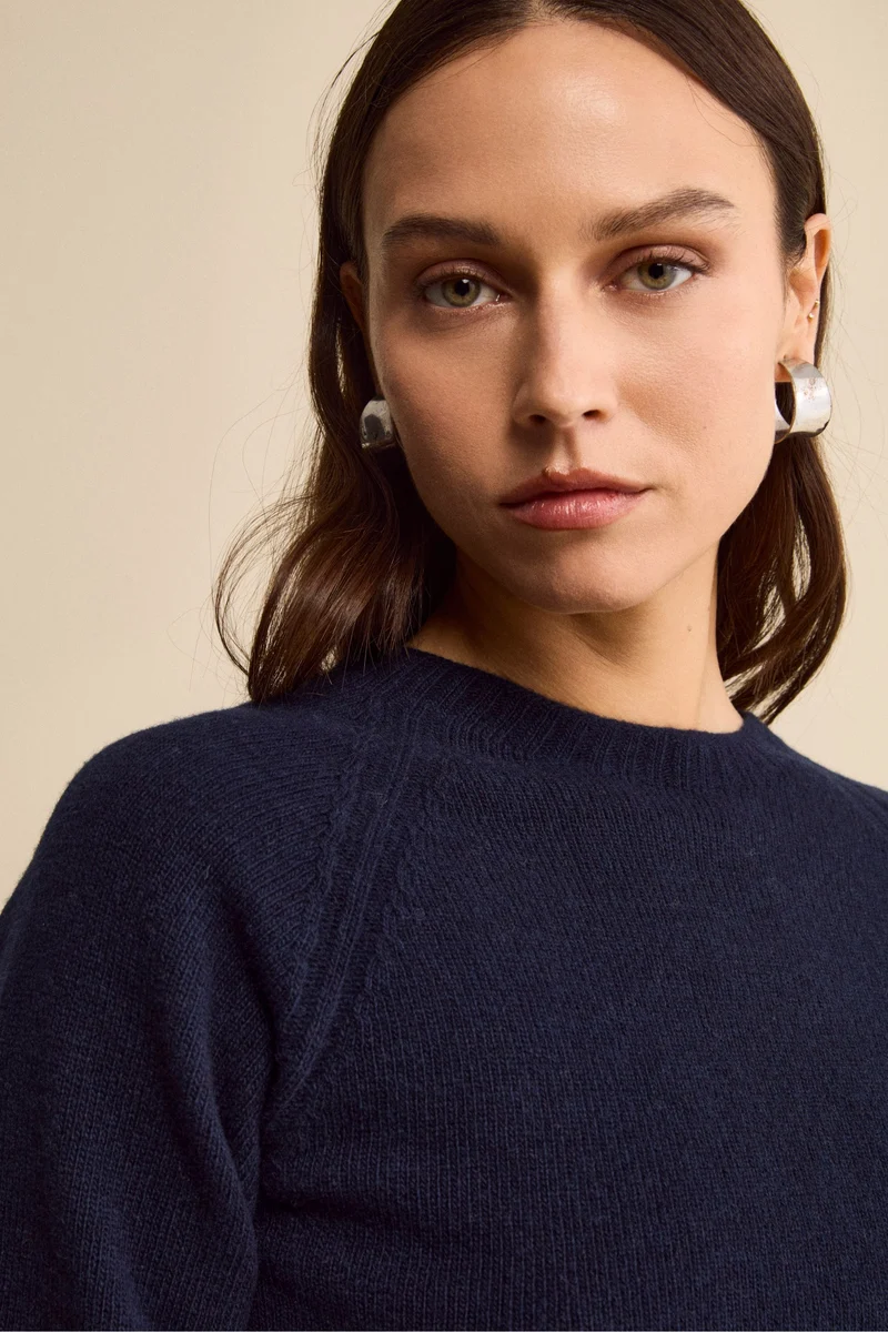 Girocollo Raglan in Lana e Cashmere - BLU